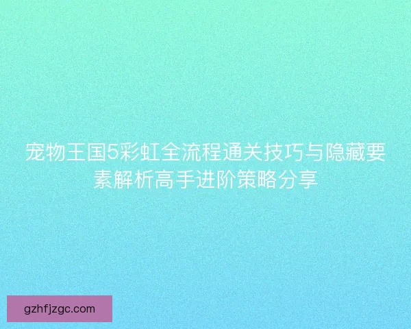 宠物王国5彩虹全流程通关技巧与隐藏要素解析高手进阶策略分享
